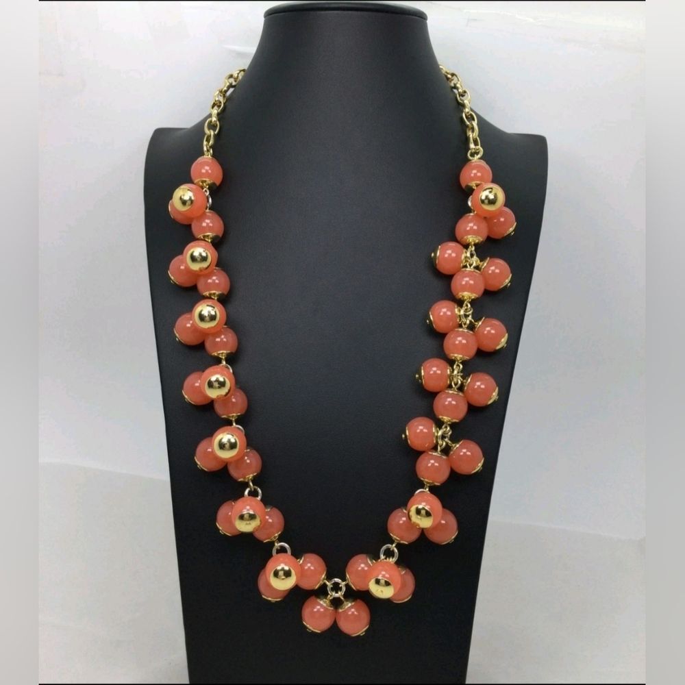 J. Crew Goldtone Pink Cluster Beads Necklace 24" NWOT